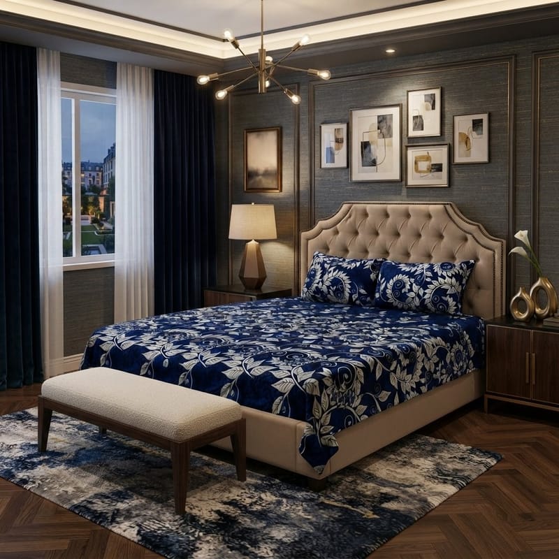 3D Crystal Cotton 3-piece Bedsheet Set - Home Accessory Designed For Bedroom (AY0010053), photo 2