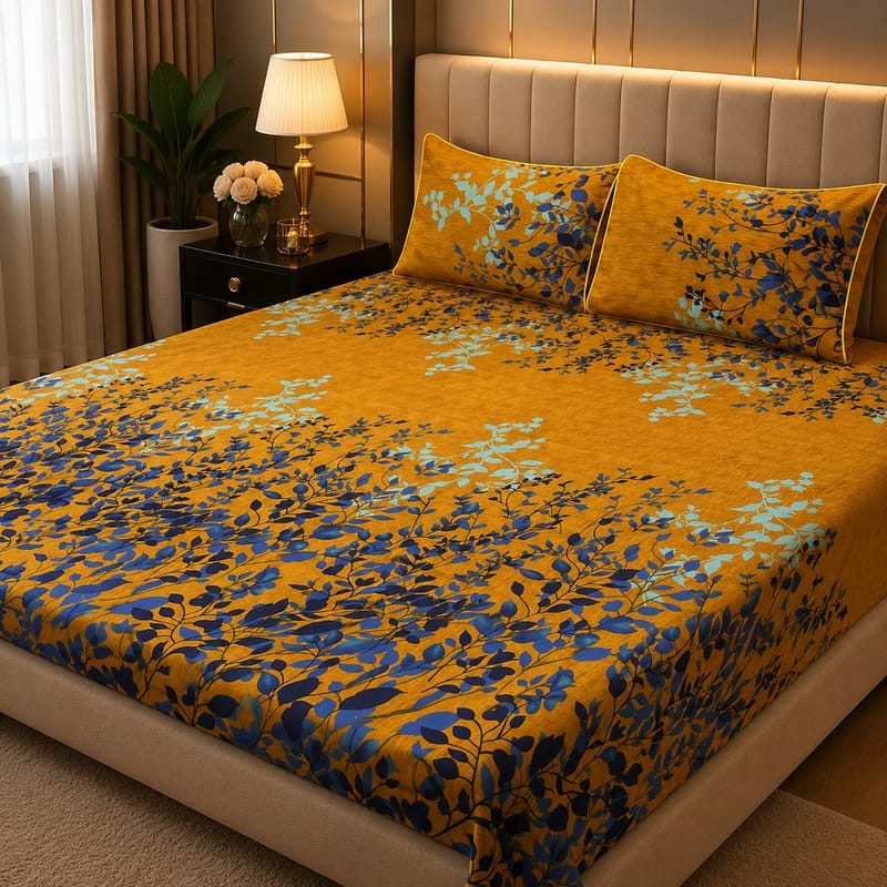 Mustard Floral Bedspread, photo 2