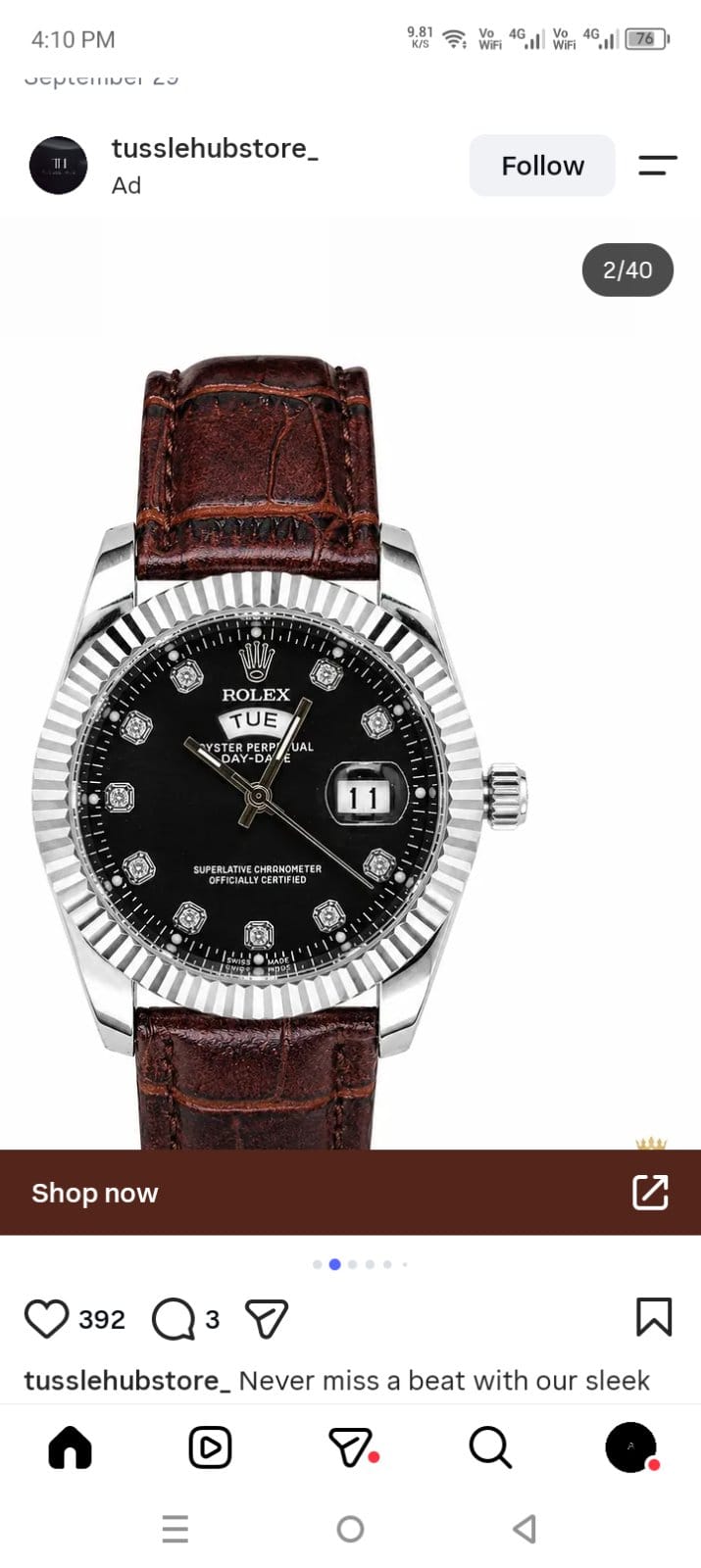 Silver mens watch