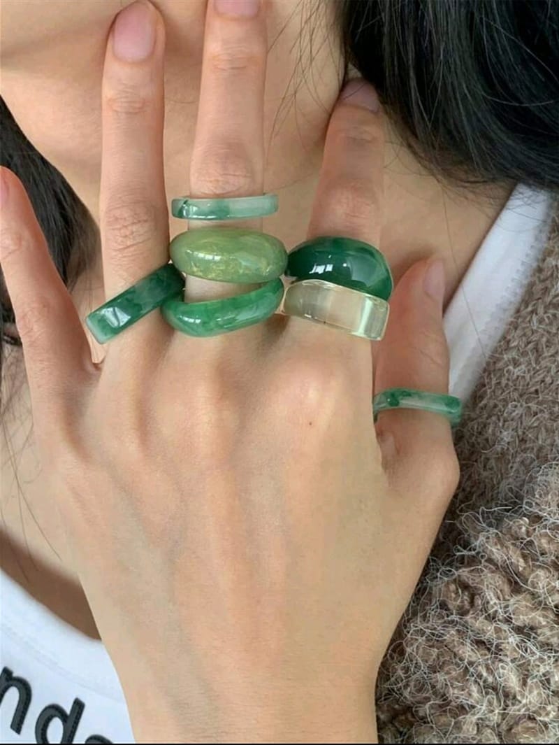 7pcs/Set Green Ring Set