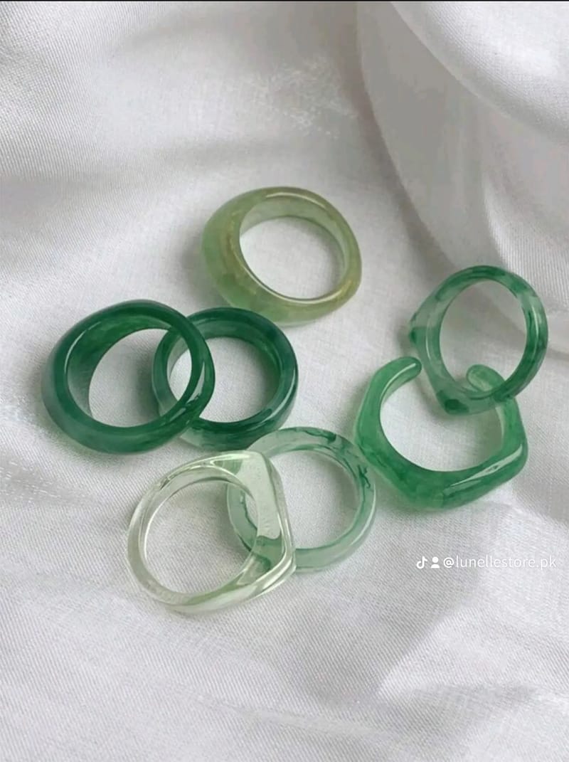 7pcs/Set Green Ring Set, photo 2