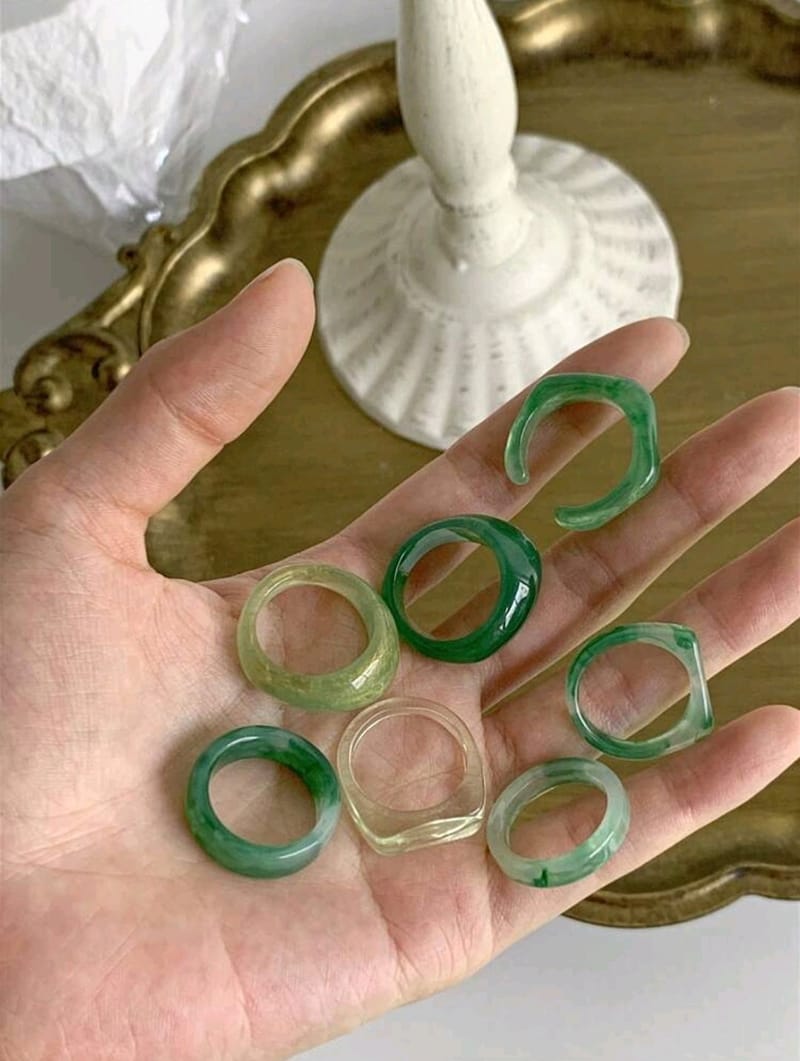 7pcs/Set Green Ring Set, photo 3