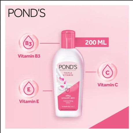 Ponds Triple Vitamin Moisturising Lotion Silky Smooth Skin 200ml, photo 2