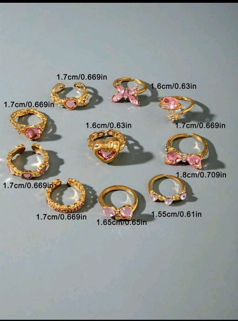 10pcs/Set Rhinestone Knuckle Rings Set, photo 2