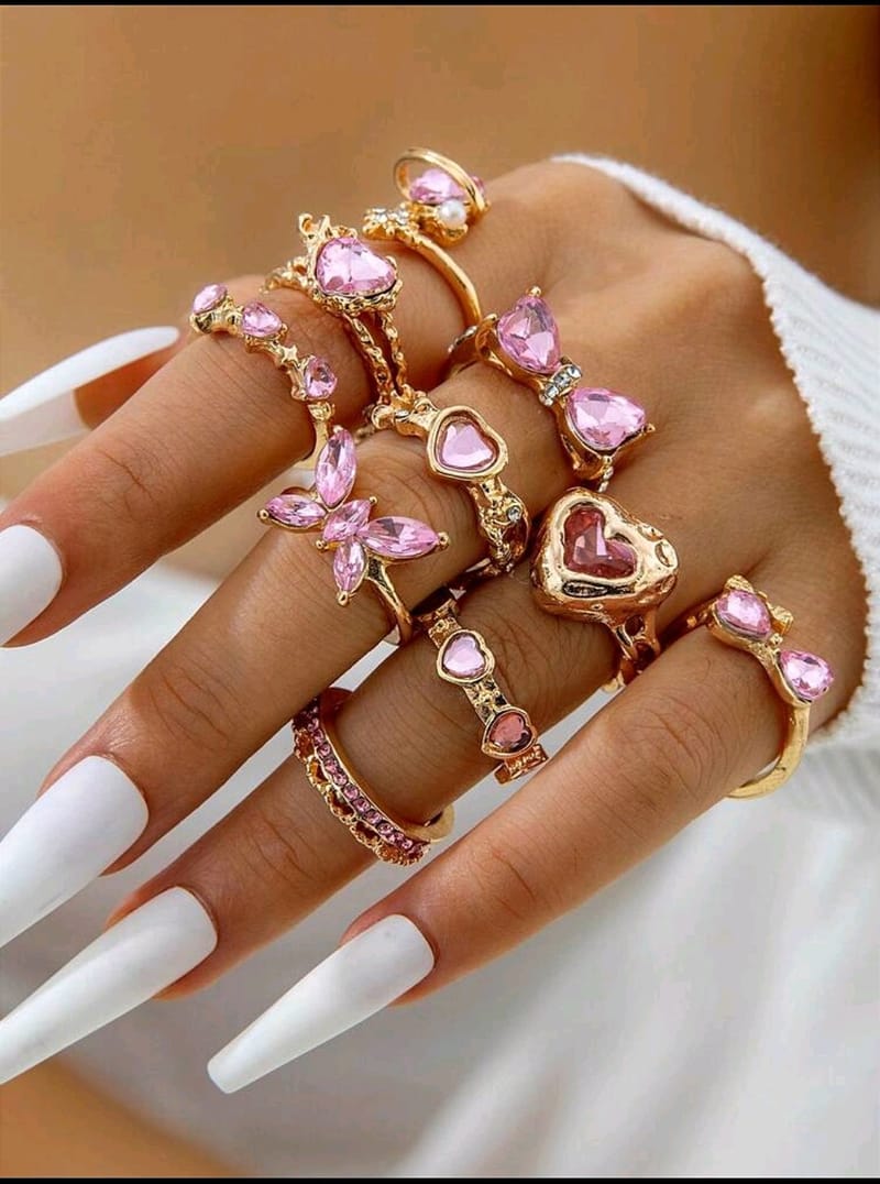 10pcs/Set Rhinestone Knuckle Rings Set