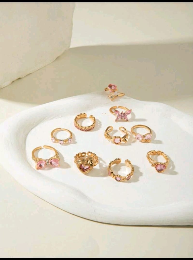 10pcs/Set Rhinestone Knuckle Rings Set, photo 3