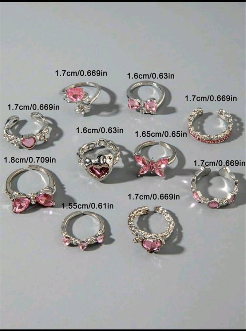 10pcs/Set Rhinestone Knuckle Rings Set, photo 5