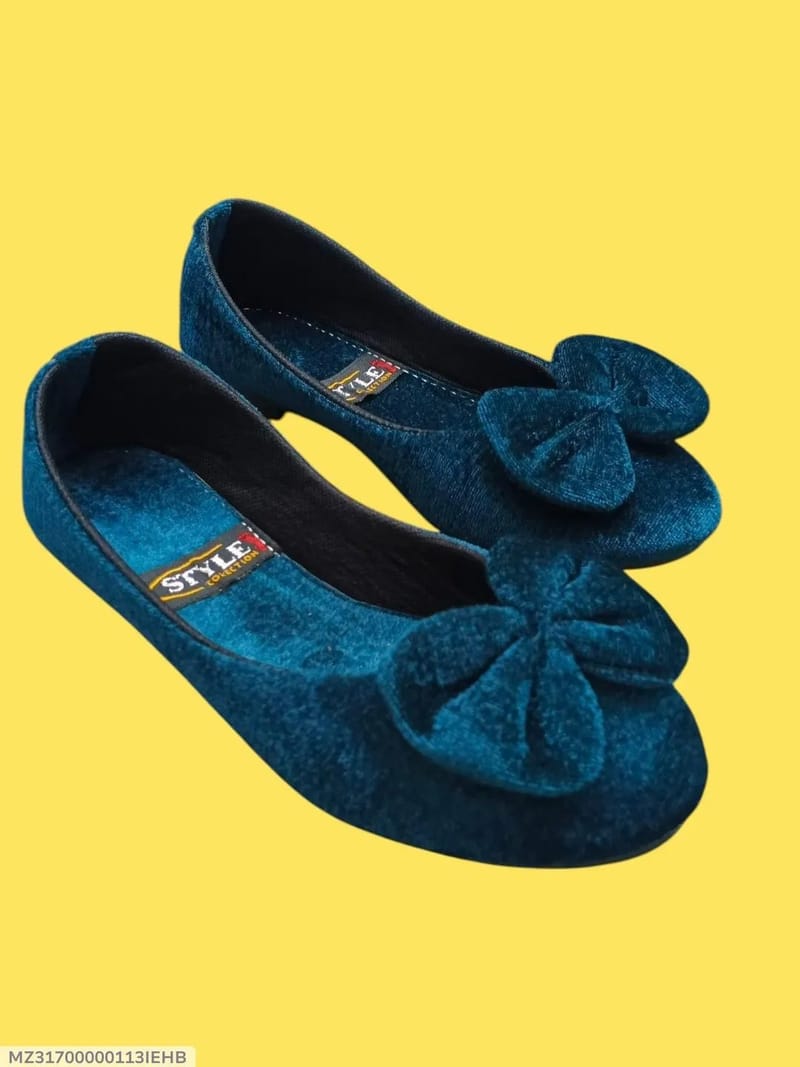 Blue bow flat shoes