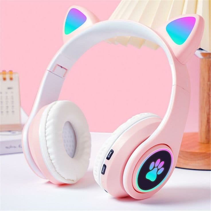 Pink Cat Ear LED Headphones