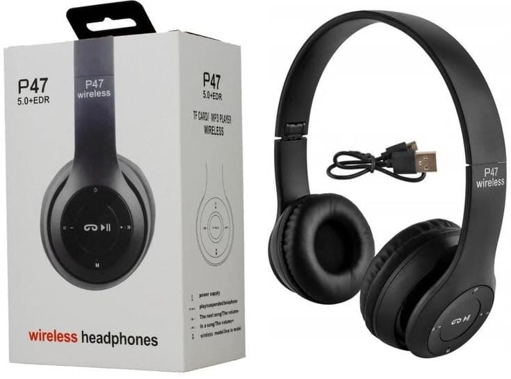 🎧 P47 Wireless Bluetooth Headphones – Black, photo 2
