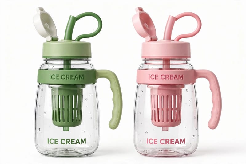 Cute Ice Cream Water Bottle With Straw & Strap 1000ml, photo 5