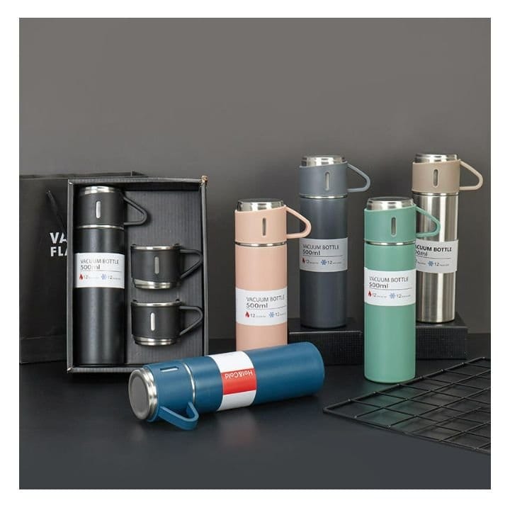 Vacuum Flask Set Black Stainless Steel 12Hr Thermal Insulation Hot And Cold, photo 4