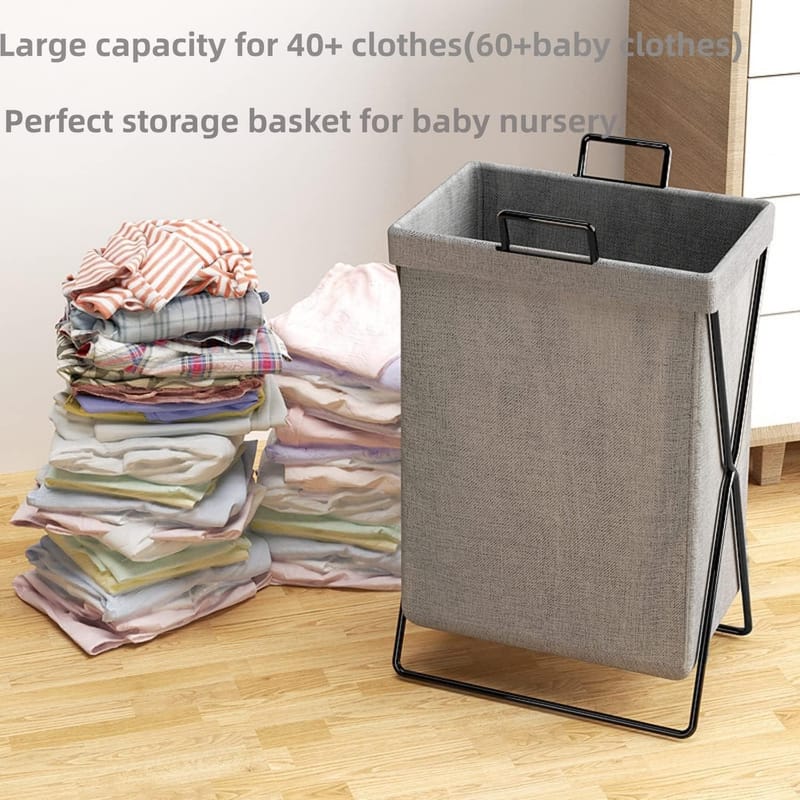 Grey Fabric Laundry Basket, photo 3