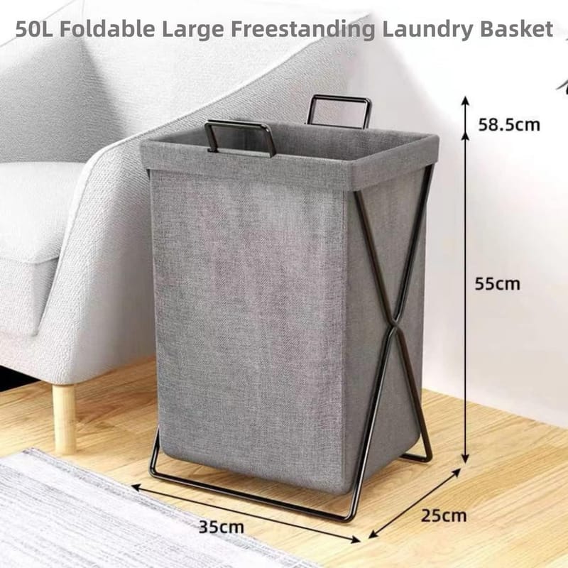 Grey Fabric Laundry Basket, photo 5