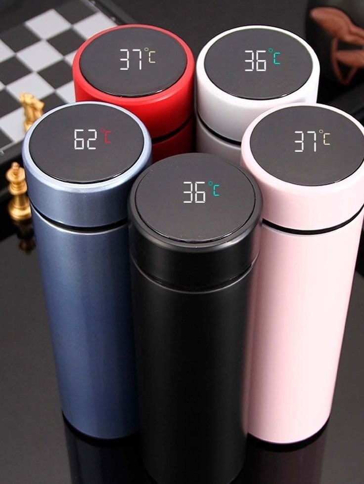 Digital Temperature Display Water Bottle 500ml Stainless Steel Smart Flask Black, photo 8
