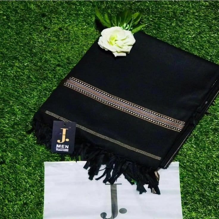 Men’s Wool Shawl – Plain Black, photo 2