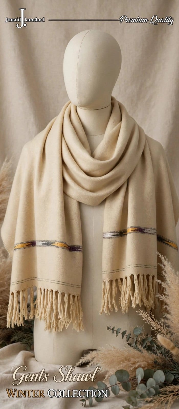 Men’s Woolen Shawl – Plain Design, photo 3