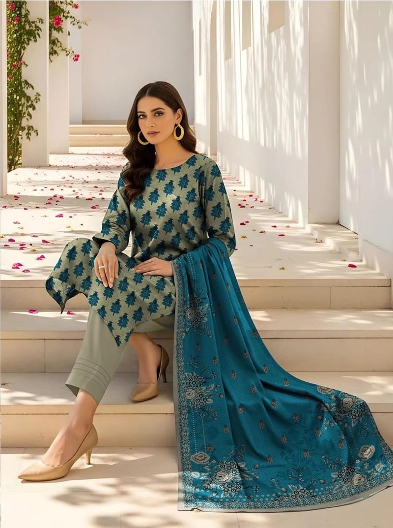 Teal Floral Salwar Kameez