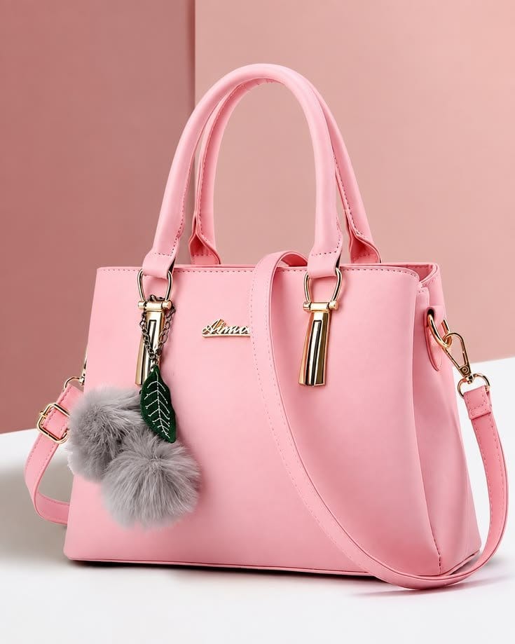 Women's Pink Crossbody Bag 2 Pcs Set - Adjustable Strap
