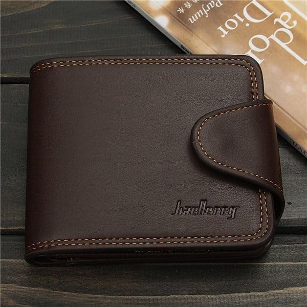 Men's Classic Plain Leather Wallet - Bi-Fold Snap Button - Multicolor