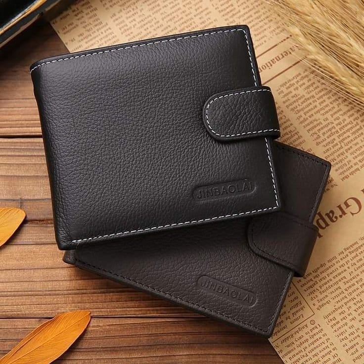 Men's Classic Plain Leather Wallet - Bi-Fold Snap Button - Multicolor, photo 2
