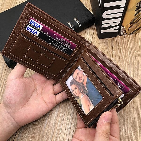 Men's Classic Plain Leather Wallet - Bi-Fold Snap Button - Multicolor, photo 3