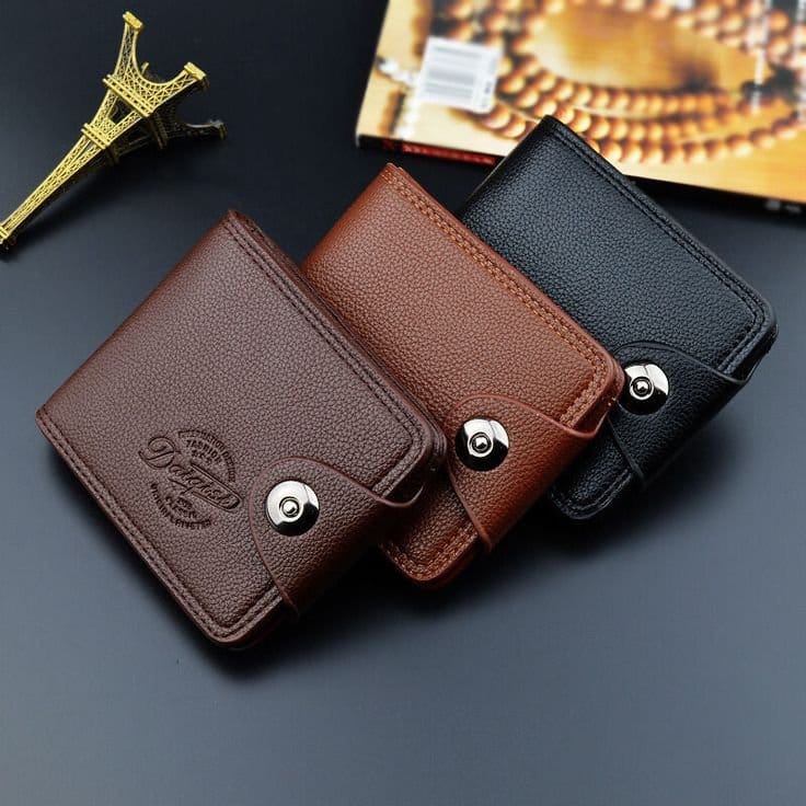 Men's Classic Plain Leather Wallet - Bi-Fold Snap Button - Multicolor, photo 4