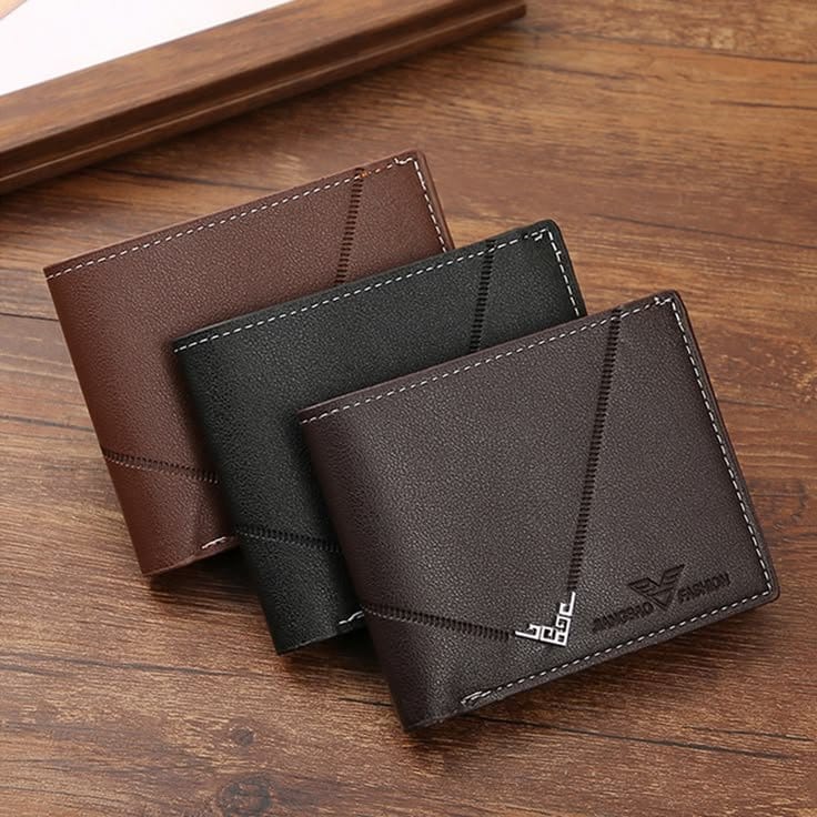 Black Leather Wallet for Men - Multiple Card Slots - Lightweight
