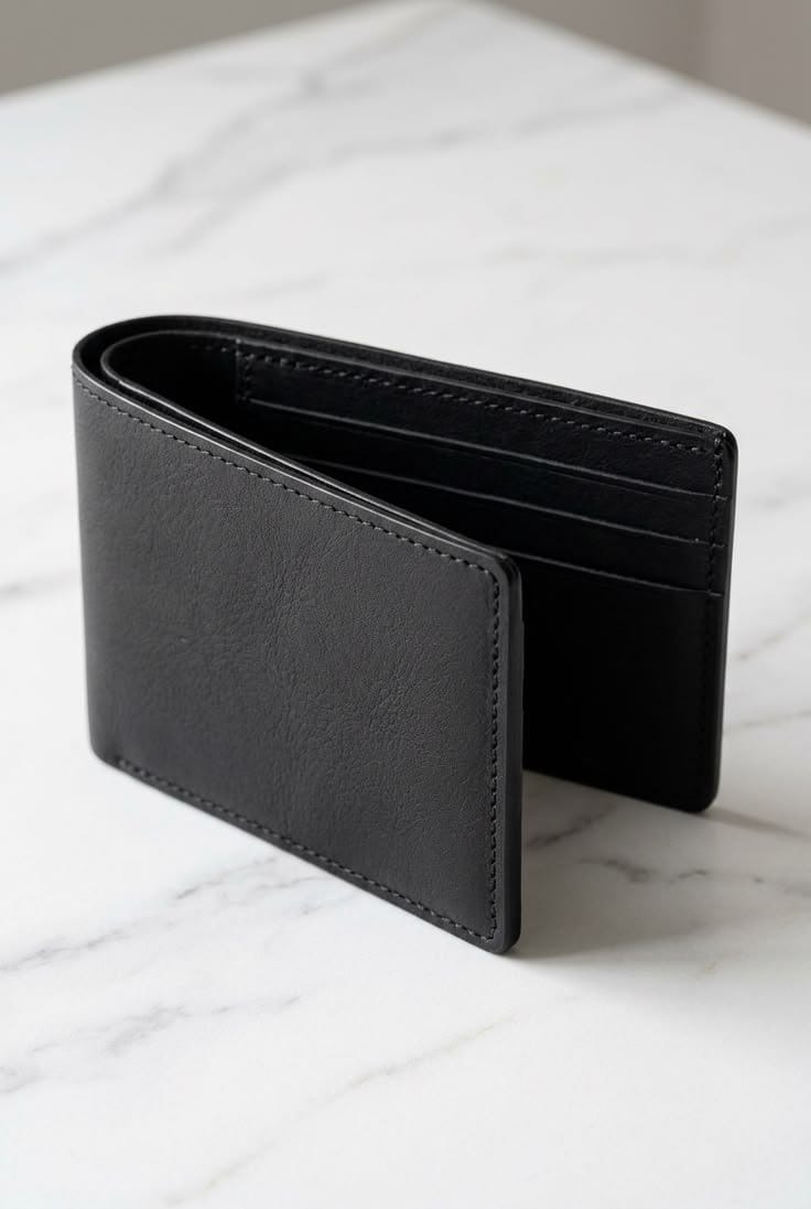 Black Leather Wallet for Men - Multiple Card Slots - Lightweight, photo 4