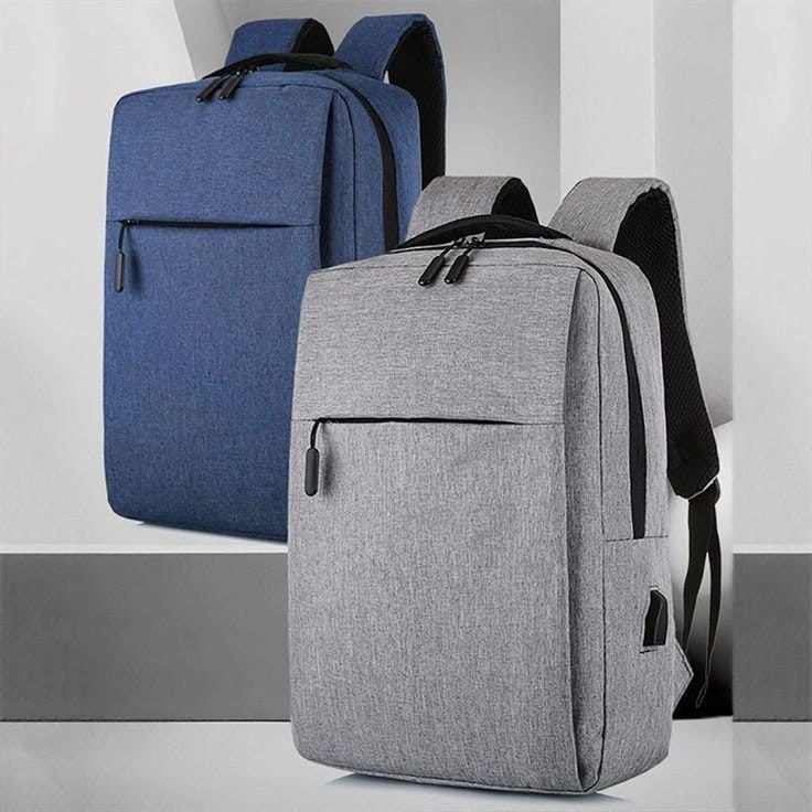 Stylish 15" Laptop Bag With Reflective Strip - Blue Gray Black