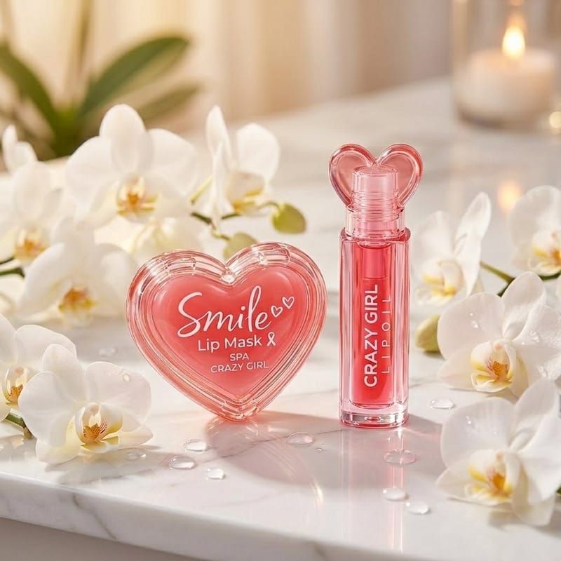 2 In 1 Crazy Girl Lip Oil + Lip Mask Set Cosmetics Product For Girl's, photo 2