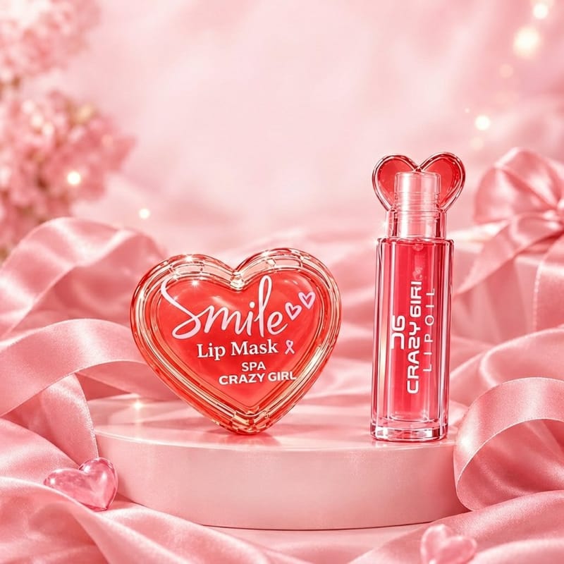 2 In 1 Crazy Girl Lip Oil + Lip Mask Set Cosmetics Product For Girl's