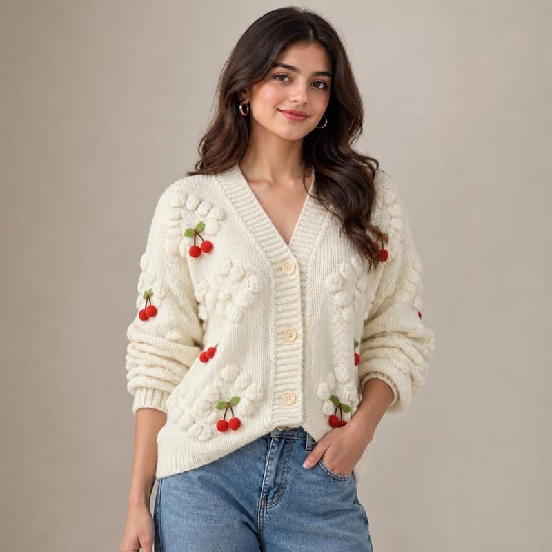 Cherry Pattern Cardigan