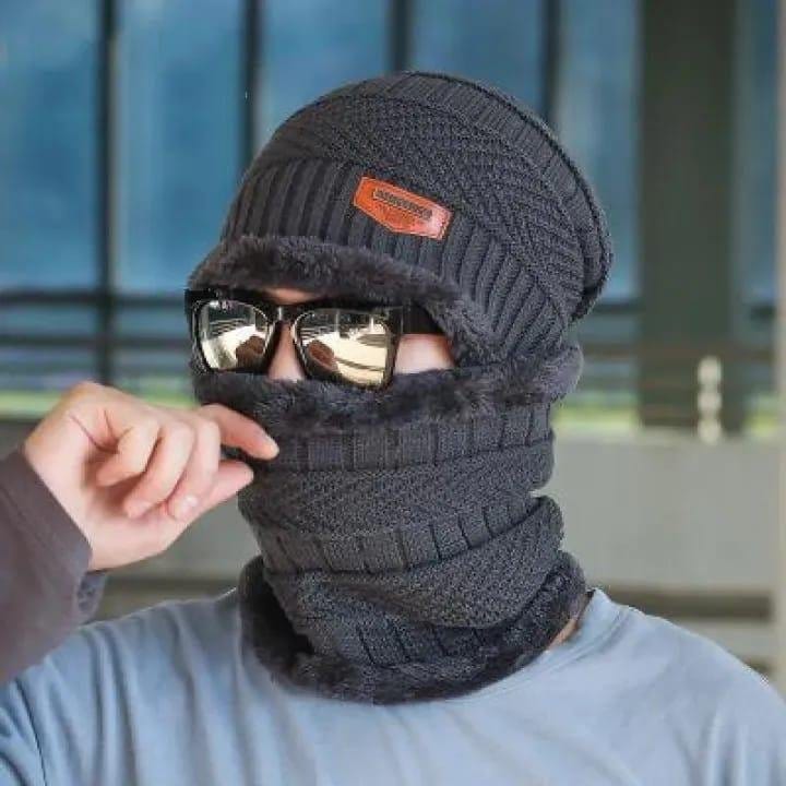 Premium Beanie & Neck Warmer Set - 2 Pcs Black Winter Unisex, photo 5