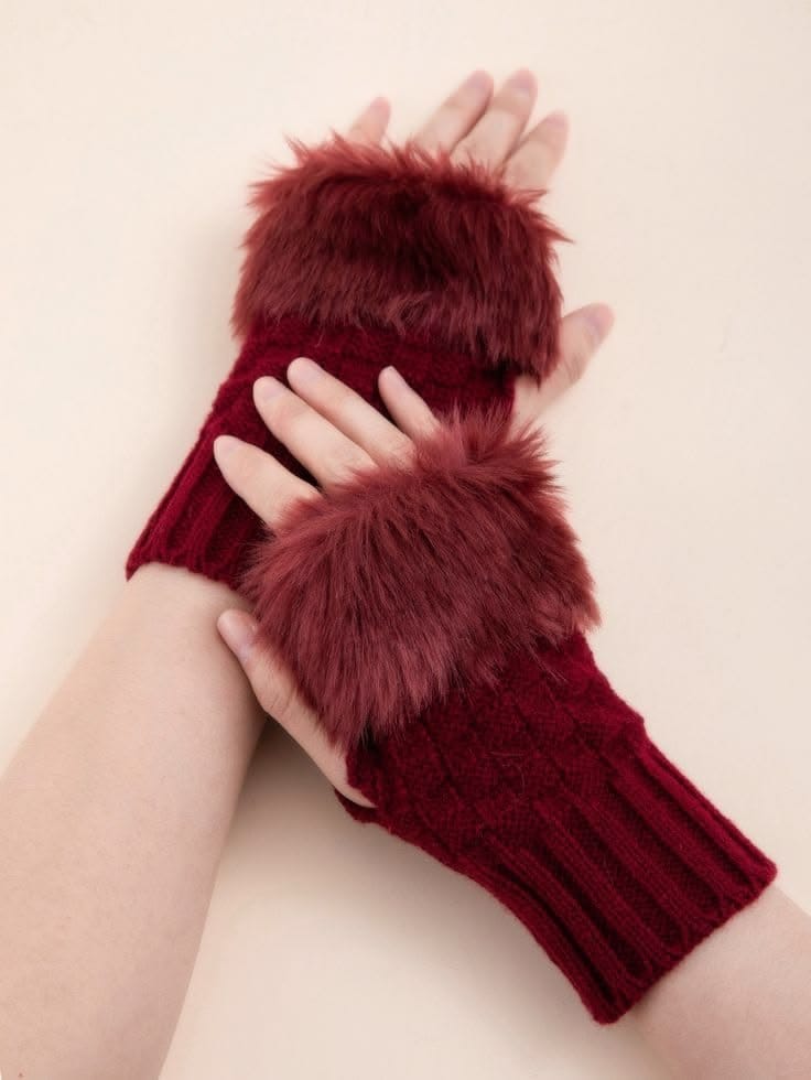Winter Fingerless Gloves With Fur - Pack Of 1 (2 Pcs Pair), photo 5