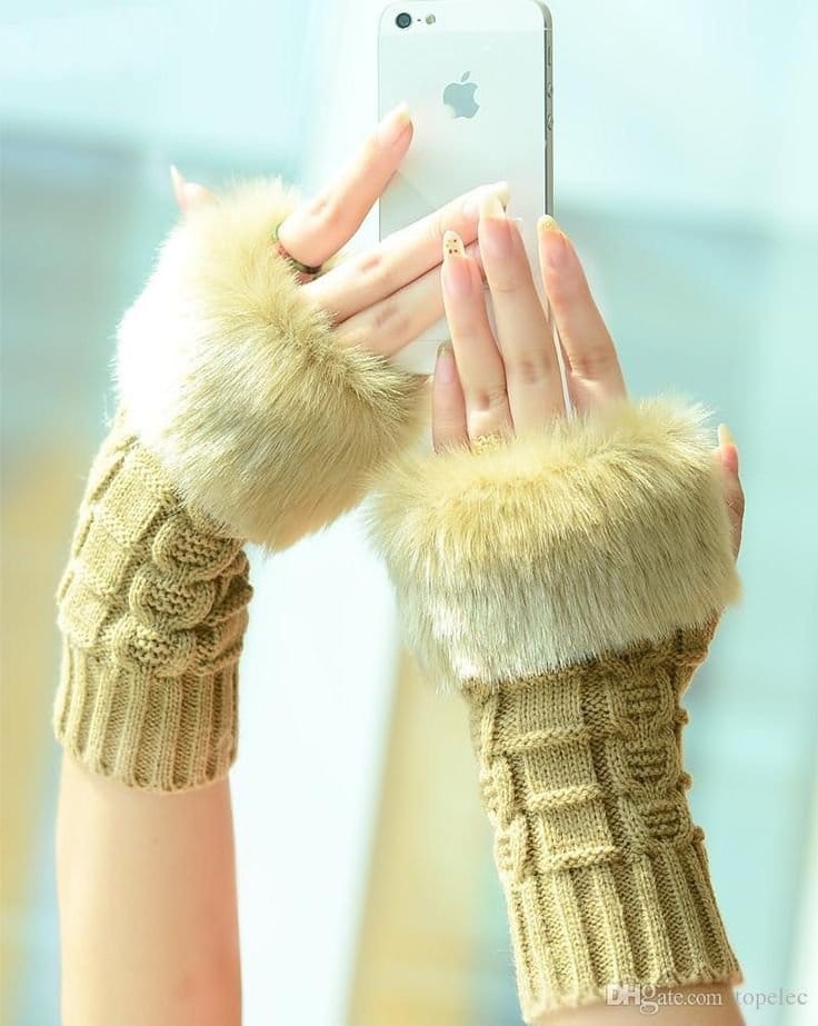 Winter Fingerless Gloves With Fur - Pack Of 1 (2 Pcs Pair), photo 6