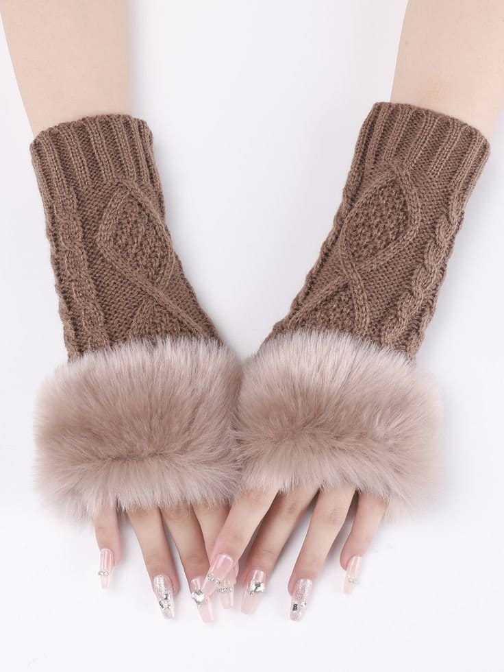 Winter Fingerless Gloves With Fur - Pack Of 1 (2 Pcs Pair), photo 2