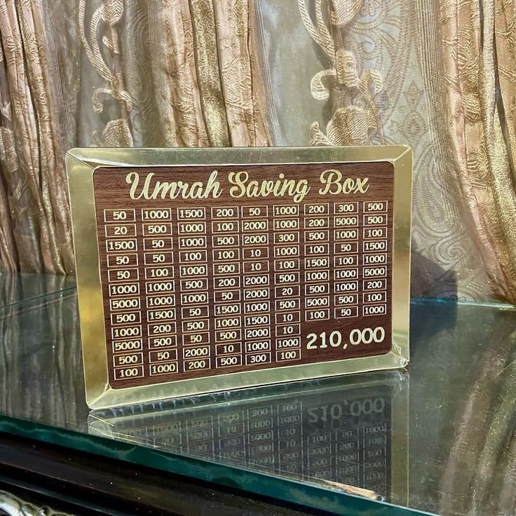 Wooden Umrah Saving Box - 280 Days Saving Plan Box - Umrah Dream Box, photo 3