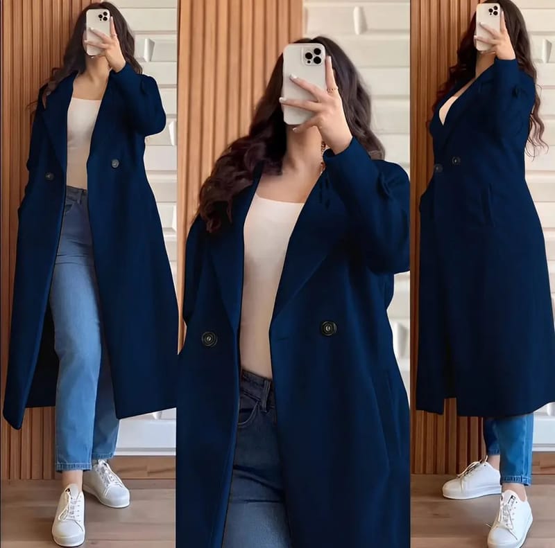 Women's Black Wool Coat - Loose Plus Size Winter Coat For Women, photo 3