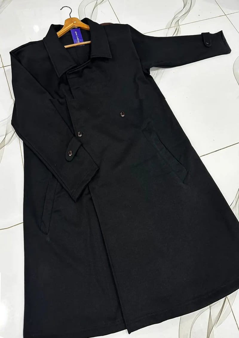 Women's Black Wool Coat - Loose Plus Size Winter Coat For Women, photo 4