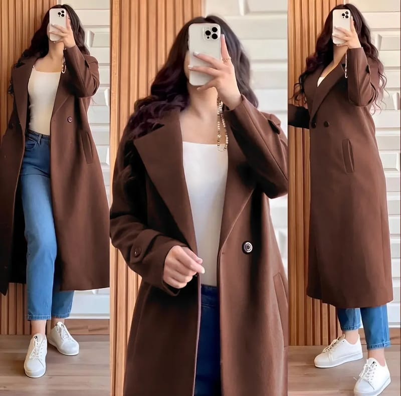 Women's Black Wool Coat - Loose Plus Size Winter Coat For Women, photo 6