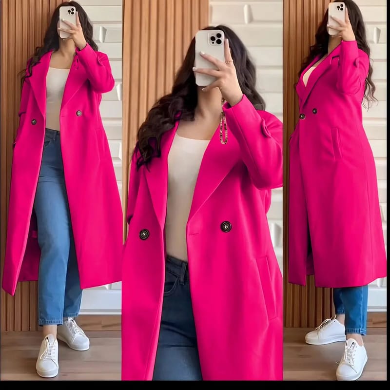 Women's Black Wool Coat - Loose Plus Size Winter Coat For Women, photo 5