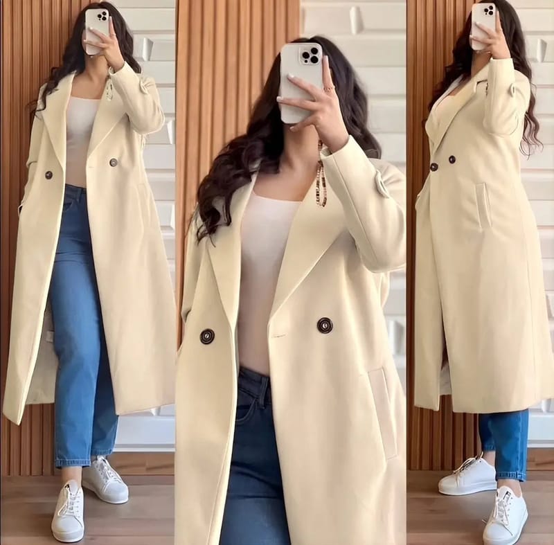 Women's Black Wool Coat - Loose Plus Size Winter Coat For Women, photo 7