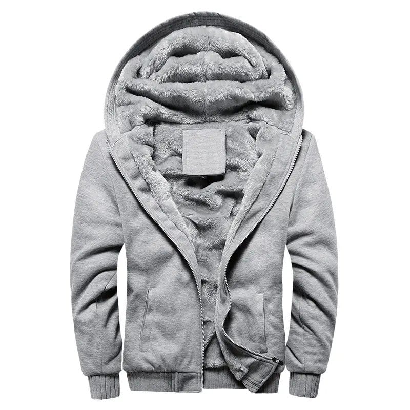 Men's Fleece Lined Hooded Cardigan - Large Plus Size Winter Coat With Zipper, photo 5
