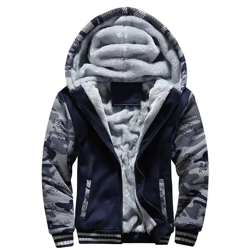 Men's Fleece Lined Hooded Cardigan - Large Plus Size Winter Coat With Zipper, photo 3