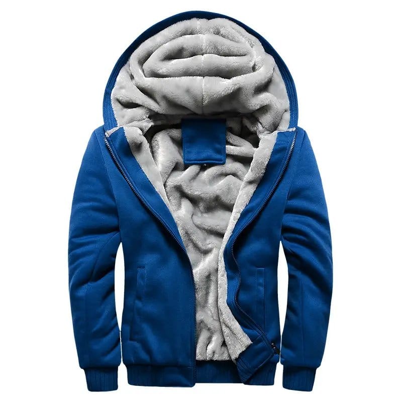 Men's Fleece Lined Hooded Cardigan - Large Plus Size Winter Coat With Zipper, photo 2