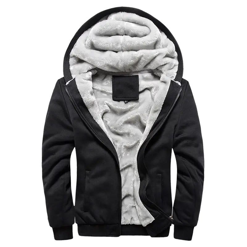Men's Fleece Lined Hooded Cardigan - Large Plus Size Winter Coat With Zipper, photo 6