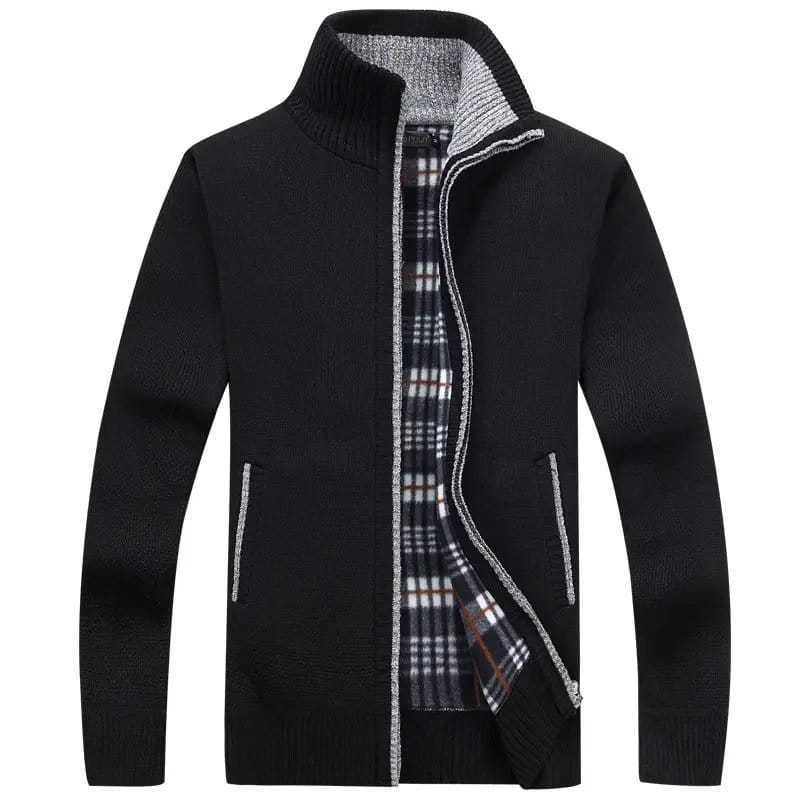 Men's Fleece Lined Knit Jacket - Autumn Plus Size Warm Jacket For Men, photo 2