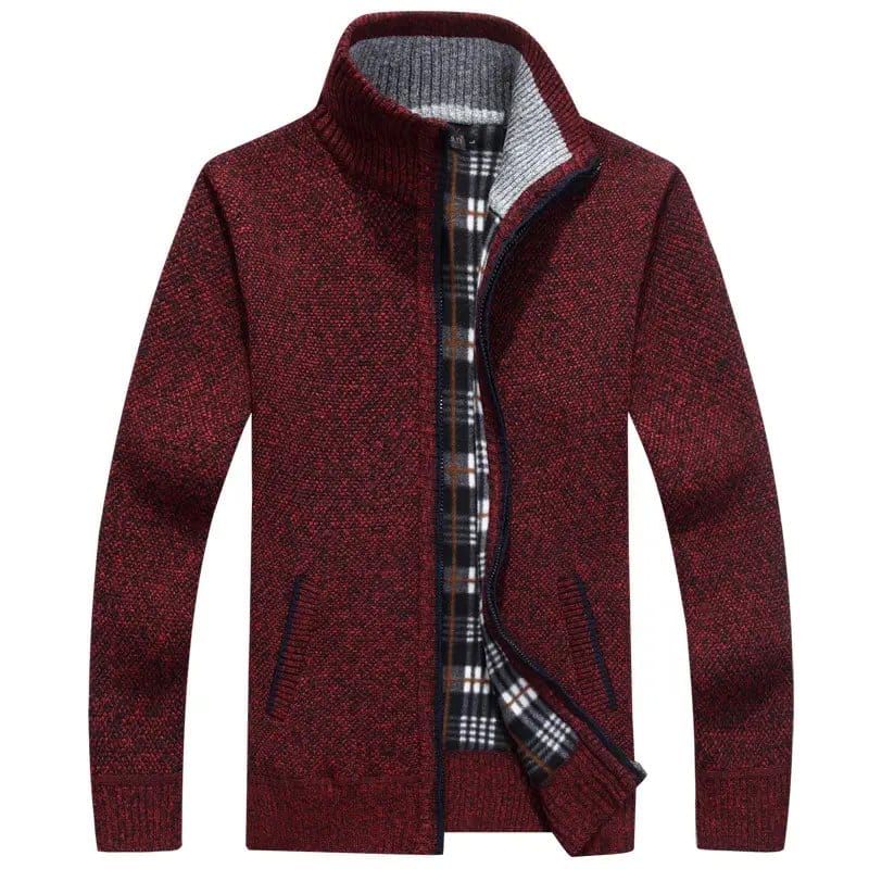 Men's Fleece Lined Knit Jacket - Autumn Plus Size Warm Jacket For Men, photo 3