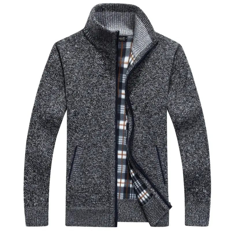 Men's Fleece Lined Knit Jacket - Autumn Plus Size Warm Jacket For Men, photo 4